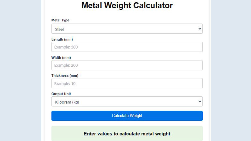 How to Calculate Metal Weight: Formula & Calculator